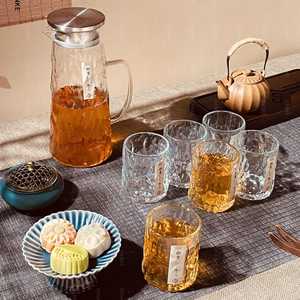 Glacier Pattern Water <b>Set</b> 7 Piece High Borosilicate Glass Pitcher With Cups For Home <b>Beverage</b> <b>Serving</b> - Product Image 3