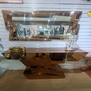 Lusso LED luce specchiata consolle <span class=keywords><strong>tavolo</strong></span> pieghevole e <span class=keywords><strong>allungabile</strong></span> Design nuovi mobili per la casa per soggiorno e <span class=keywords><strong>sala</strong></span> da pranzo - Product Image 4