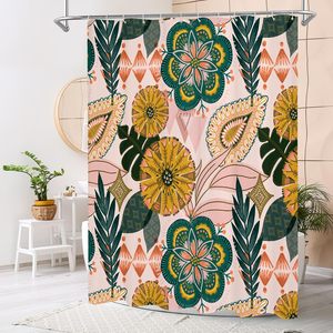 ม่านอาบน้ำลายดอกไม้สไตล์โบฮีเมียนผ้าพีวีซีใบไม้เขตร้อนใช้ตกแต่งบ้านห้องน้ำหรูหราพร้อมเทคโนโลยีตะขอออกแบบได้ตามต้องการ - Product Image 2