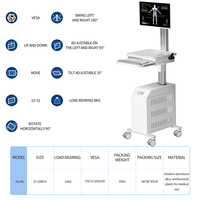 Chariot médical mobile moderne à vente directe, en alliage d'aluminium et plastique ABS, avec plateau pour clavier et compartiment pour ordinateur de bureau, pour clinique, hôtel, hôpital