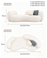 Chaise Longue Moderna Curva sin Brazos en Color Crema, Mueble Decorativo de Espuma de Alta Densidad para Sala de Estar o Vestíbulo de Hotel
