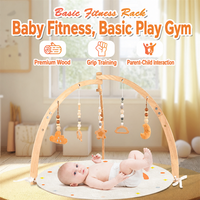 Tapis d'éveil en bois pour bébé, tapis d'activités pour le temps sur le ventre, jouet de développement sensoriel pour nourrissons, 6 jouets suspendus, cadeau de naissance, OEM ODM