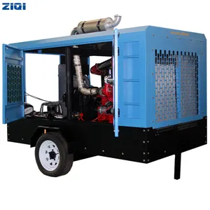 Compresor de aire móvil accionado por motor diésel de ahorro de energía con ruedas 8bar máquina personalizada 458cfm para minería