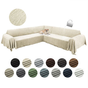 Housse de canapé en chenille beige en forme de L, élastique, extensible, imperméable, antistatique, antidérapante, lavable en machine, moderne, facile à nettoyer - Product Image 1