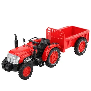1/32 Diecast kendaraan traktor hidung bulat Model traktor paduan mainan simulasi truk Mini kecil dengan suara ringan