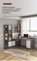 Bureau d'ordinateur personnalisable en taille et couleur, durable et écologique, avec étagère, bibliothèque et tiroirs, mobilier gain de place pour le bureau à domicile