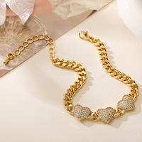 Bracelet élégant en alliage plaqué or 18 carats avec zircon en forme de cœur pour femme - Collection classique tendance
