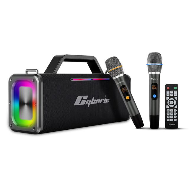X12, Karaoke Machine 200W with 2 Microphones for Adults and Kids, Portable Wireless Speaker with Bass Remote Control LED Lights