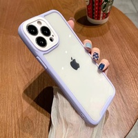 Coque de téléphone portable en PC rigide transparente antichoc de couleur blanche pour iPhone 12 13 14 15 16 17 18 Pro Max, protection de l'appareil photo