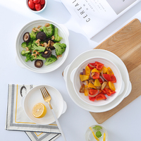 Ensemble de vaisselle en porcelaine émaillée mate de couleur personnalisée de Style nordique assiette à soupe et plat à salade profonde pour un usage quotidien