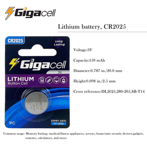 Proveedor de Fábrica: Batería de Litio CR2025 3V Tipo Botón para Gafas Inteligentes, Timbre de Puerta, Interruptores de Luz, Controladores de Voz - Product Image 2
