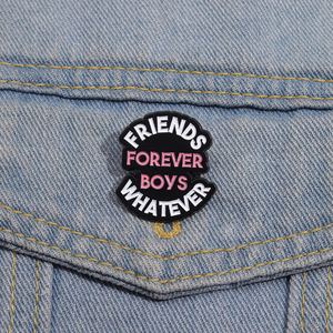 Spilla in Metallo Smaltato 'Friends Forever Boys Whatever', Distintivo Cartoon BFF per Zaino e Bavero, Regalo per Amici - Product Image 1