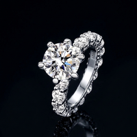 Prêt à expédier - Bague pour femme en argent S925 de luxe avec moissanite 4 carats couleur D VVS pour fiançailles et mariage - Bande en moissanite