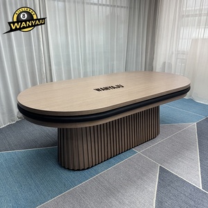 Mesa de Póker de Madera de Roble Macizo de Alta Calidad para Sala de Estar de Villa, Mesa de Ajedrez y Cartas con Cuero Negro y Portavasos de Acero - Product Image 2