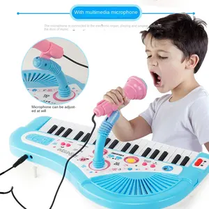 Quebra-cabeça de comércio exterior para crianças, piano eletrônico infantil com microfone de 37 teclas, piano musical para meninas, educação precoce