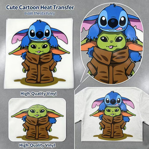 Autocollants thermocollants en vinyle pour vêtements, motifs de personnages de dessins animés mignons, impression par transfert DTF. - Product Image 3