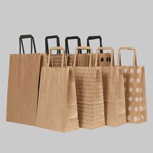 Custom Logo Printed <b>Thick</b> Quality Square Bottom Brown Kraft Paper Gift Bag with Handle for Supermarket Promotions and Shopping - Product Image 6