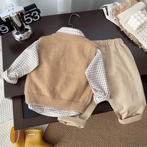 Versión niños elegante Casual primavera traje conjunto nuevo niño bebé tres piezas <span class=keywords><strong>chaleco</strong></span> Casual <span class=keywords><strong>para</strong></span> primavera otoño niños trajes 3 piezas - Product Image 2