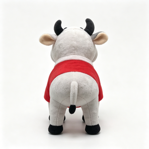 Peluche de vaca personalizado, peluche de vaca blanca, peluche de vaca con camisa roja, peluche de animal de granja, lindo peluche de vaca de dibujos animados - Product Image 3