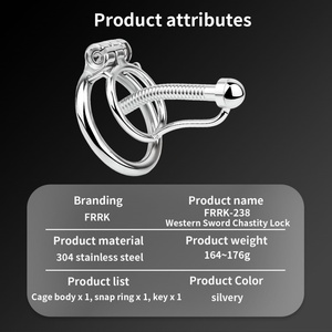 Western Sword Chastity Lock Threaded Catheter Urinating Penis Bondage Stainless Steel SM Chastity Device Male Sex <b>Toys</b> Wholesale - Product Image 3