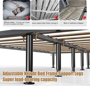 Có thể điều chỉnh chiều cao kim loại khung giường hỗ trợ chân 7-12.6 inch Nữ Hoàng/Vua giường hỗ trợ đá đen tăng cường bộ dụng cụ đồ nội thất chân 4-Pack - Product Image 4