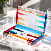 Jeu de Backgammon en Acrylique avec Couvercle Magnétique Pliable, Design de Luxe, Résistant à l'Eau, Couleurs Personnalisables, Présentoir pour la Maison