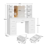 Table de toilette moderne en bois blanc avec miroir pour le maquillage