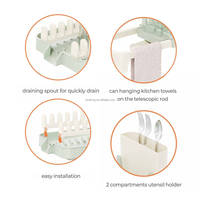 WIREKING Égouttoir à vaisselle multifonction en plastique pour évier, petit organisateur de cuisine avec porte-couverts, couleur personnalisable