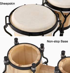 Precio al por mayor, calidad superior, 4 + 5 pulgadas, 6 + 7 pulgadas, 6,5 + 7,5 pulgadas, juego de batería <span class=keywords><strong>Bongo</strong></span> de madera con piel de oveja para adultos - Product Image 6