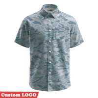 Sublimationsbedruckte, atmungsaktive Polyester-Hemden mit antibakteriellem Doppellagen-Kragen und Knöpfen für Herren, Outdoor, Camping, Angeln, Kurzarm