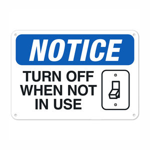 Aide à la conservation de l'énergie, éteignez les lumières lors de votre départ, panneau de signalisation 10x7 pouces, 55 mils d'épaisseur, HDPS - Product Image 5