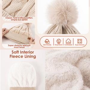 <span class=keywords><strong>Bonnet</strong></span> en tricot d'hiver personnalisé pour <span class=keywords><strong>femme</strong></span>, doux et chaud, en polaire, <span class=keywords><strong>bonnet</strong></span> tendance avec <span class=keywords><strong>pompon</strong></span> pour le ski - Product Image 6
