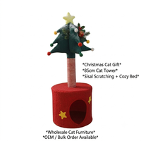 Arbre à gratter en sisal pour chat avec lit, 85 cm, thème Noël, pour chatons et chats adultes, mobilier saisonnier pour chat, vente en gros