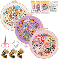 Paket Bahan DIY Sulaman Tangan Produk Baru Bingkai Sulaman Bambu Tukang Kayu 20 cm untuk Sulaman Bunga dan Motif Floral
