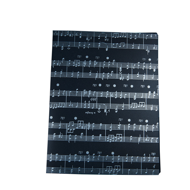 Black folder with musical staves