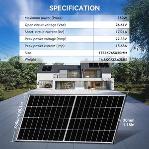 WERCHTAY 350W <span class=keywords><strong>Panneau</strong></span> <span class=keywords><strong>Solaire</strong></span> <span class=keywords><strong>12V</strong></span> N-Type 24% Haute Efficacité Schwarzes Design PV Module Modèle 1505 pour <span class=keywords><strong>Camping</strong></span>-<span class=keywords><strong>Car</strong></span> RV - Product Image 5