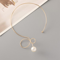 Collier pendentif tendance en imitation perle de cuivre simple et élégant, nouvelle mode transfrontalière Europe États-Unis