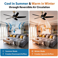 Ventilateur de plafond LED moderne en métal avec pales en contreplaqué de 52 pouces, 6 vitesses, intensité variable 3000K-6000K, moteur DC silencieux, télécommande - Vente en gros usine