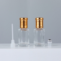 Flacon de parfum octogonal plat fantaisie avec applicateur à bille 3ml 5ml 7ml 10ml – Mini flacon d'attar pour cadeaux de mariage avec couvercle doré personnalisé