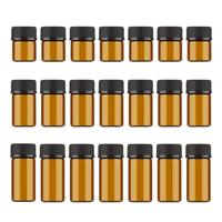 Lot de 100 flacons en verre ambré multi-tailles avec étiquettes et couvercles noirs, rechargeables, pour échantillons d'huiles essentielles et d'aromathérapie