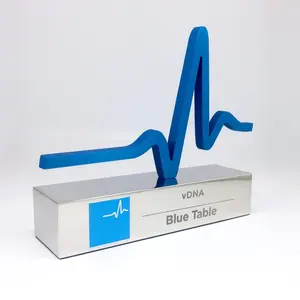 Nobre fabricante azul Metal heartbeat eletrocardiograma negócio presente personalizado Bespoke logotipo hospital médico troféu prêmio ofício