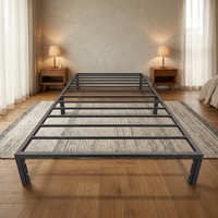 Cadre de lit en métal peu encombrant à hauteur réduite, démontable, assemblage facile, sommier à lattes pour chambre secondaire