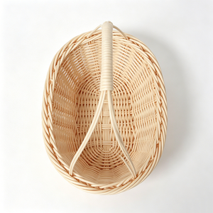 Portable Oval Beige PP <strong>Mini</strong> Round <strong>Basket</strong> with Handle Woven <strong>Basket</strong> for Wedding Gift Packing Flower Doll Display &amp; Snack <strong>Hamper</strong> - Product Image 5