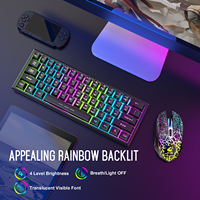 Clavier de jeu 61 touches et tapis de souris Combo Clavier filaire RVB pour ordinateur portable de bureau Ergonomie Rétroéclairage Touches d'axe Accessoires PC