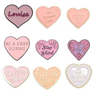 RTS aşk geometrik broş pembe Bundy Metal rozet giyim aksesuarları ile serigraf baskı fabrika toptan yaka <span class=keywords><strong>Pin</strong></span> - Product Image 2
