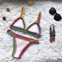 Femmes Patchwork Thermique Crochet Bikini Maillots De Bain Beach Wear Maillots De Bain Sexy Tankini Maillot De Bain