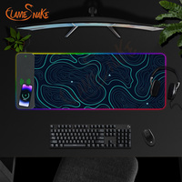 Tapis de souris de charge sans fil de lumière LED personnalisé de série d'esthétique de serpent de flamme, tapis de souris de jeu de charge sans fil,