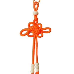 Llavero de nudo chino tejido, color naranja, poliéster, artesanía manual, colgante portátil para bolso, colgante para llaves de coche - Product Image 2