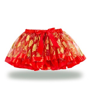 Nouvelle Collection 2026 – <span class=keywords><strong>Jupe</strong></span> <span class=keywords><strong>Tutu</strong></span> Imprimée Arbre de Noël Doré et Volumineuse pour Filles – Robe de Princesse pour Enfants (Petite et Moyenne Taille) - Product Image 3
