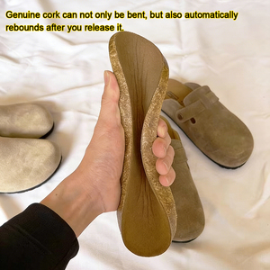 <span class=keywords><strong>Mules</strong></span> et sabots en daim pour hommes avec logo personnalisé, semelle intérieure en liège et semelle extérieure en caoutchouc, chaussures plates à semelle épaisse - Product Image 3